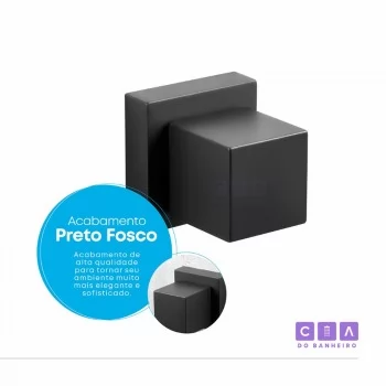 Acabamento Quadrado Metal Preto Registro Pressão Gaveta Deca 1/2 ou 3/4
